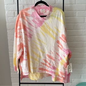 Electric & Rose Yellow Pink Tie-dye Oversized Sweatshirt NWT